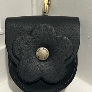 Portland Leather Black Mini Bag with Flower Accent